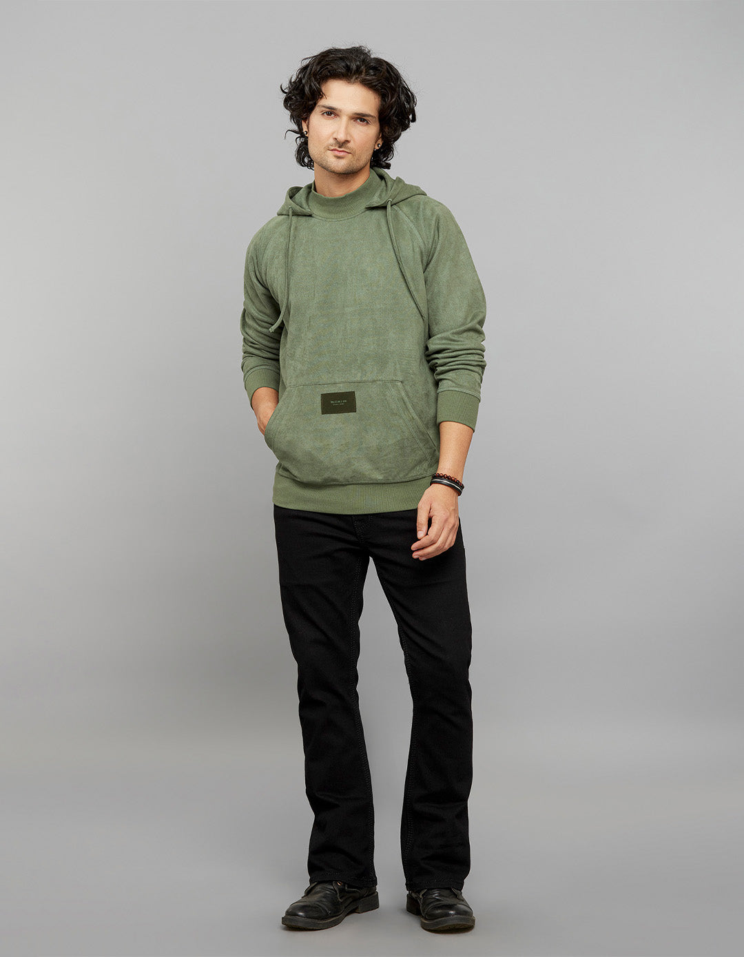 Moss Green Full Sleeves Hoodie